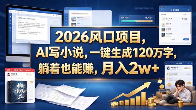 2026 风口项目，AI 写小说，一键生成 120 万字，躺着也能赚，月入 2w +-HEIXMI（中国站）