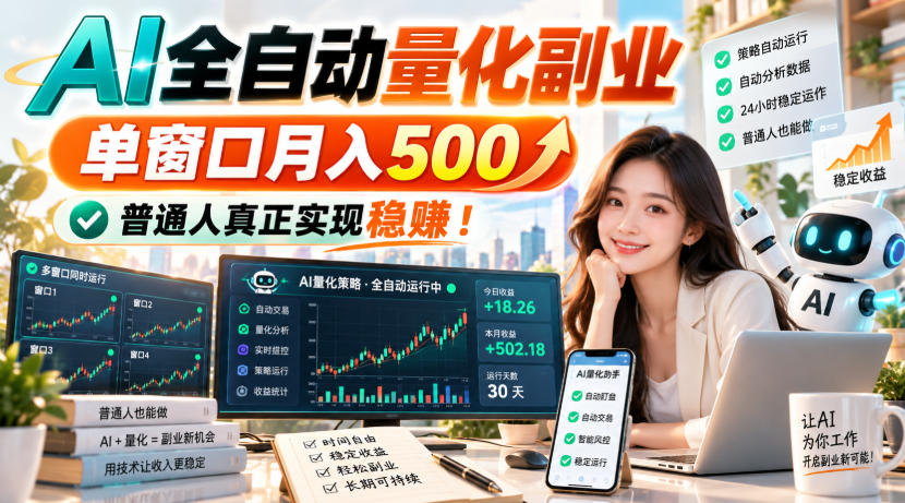 AI全自动量化副业，单窗口月入500，普通人真正实现稳賺！【揭秘】-HEIXMI（中国站）