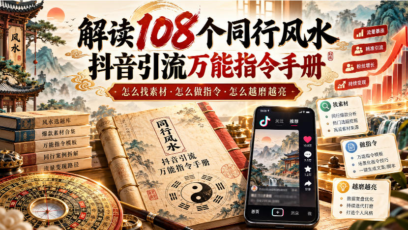 解读108个同行风水抖音引流万能指令手册，怎么找素材·怎么做指令·怎么越磨越亮【文档】-HEIXMI（中国站）
