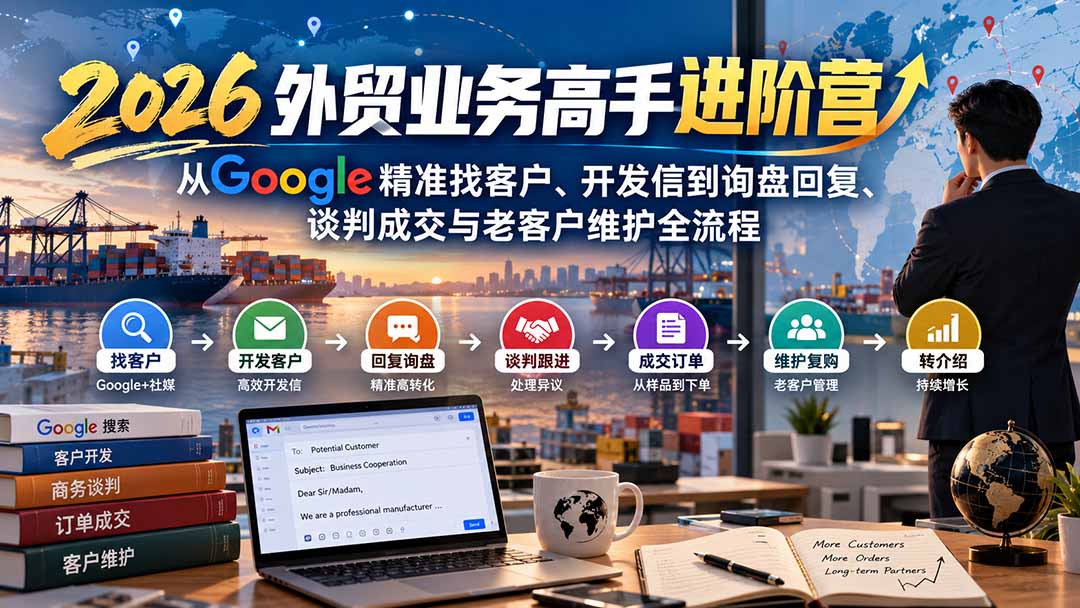 2026外贸业务高手进阶营：从Google精准找客户、开发信到询盘回复、谈判成交与老客户维护全流程-HEIXMI（中国站）