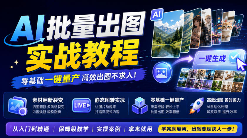 AI批量出图实战教程，素材翻新裂变，静态图转实况，零基础一键量产-HEIXMI（中国站）