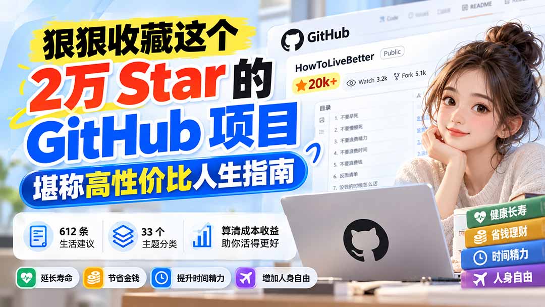 狠狠收藏这个 2 万 Star 的 GitHub 项目，堪称高性价比人生指南。-HEIXMI（中国站）