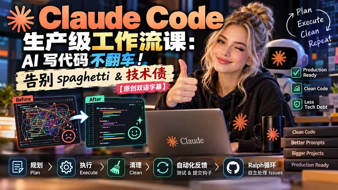 Claude Code 生产级工作流课：AI 写代码不翻车！告别 spaghetti & 技术债【原创双语字幕】-HEIXMI（中国站）