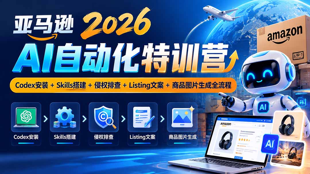 亚马逊2026AI自动化-10月特训营：Codex安装+Skills搭建+侵权排查+Listing文案+商品图片生成全流程-HEIXMI（中国站）