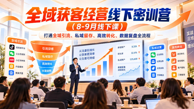全域获客经营线下密训营(8-9月线下课)，打通全域引流、私域留存、高效转化、数据复盘全流程-HEIXMI（中国站）