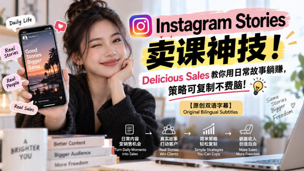 Instagram Stories卖课神技！Delicious Sales教你用日常故事躺賺，策略可复制不费脑！【原创双语字幕】-HEIXMI（中国站）