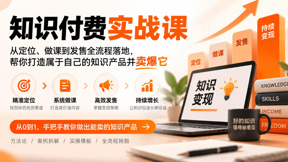 知识付费实战课：从定位、做课到发售全流程落地，帮你打造属于自己的知识产品并卖爆它-HEIXMI（中国站）
