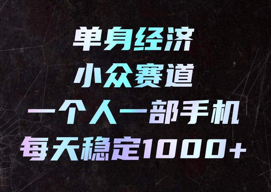 单身经济小众赛道，一个人一部手机，每天稳定1000+，利用下班碎片时间即可【揭秘】-HEIXMI（中国站）