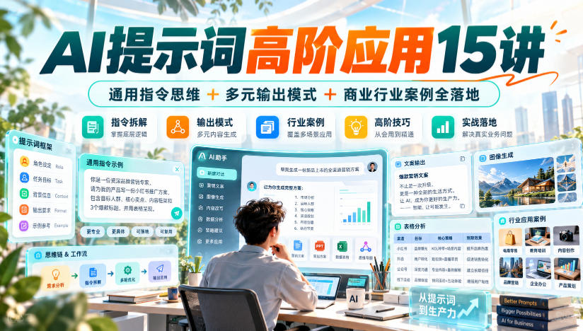 AI提示词高阶应用15讲｜通用指令思维+多元输出模式+商业行业案例全落地-HEIXMI（中国站）