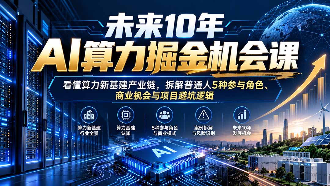 未来10年AI算力掘金机会课：看懂算力新基建产业链，拆解普通人5种参与角色、商业机会与项目避坑逻辑-HEIXMI（中国站）