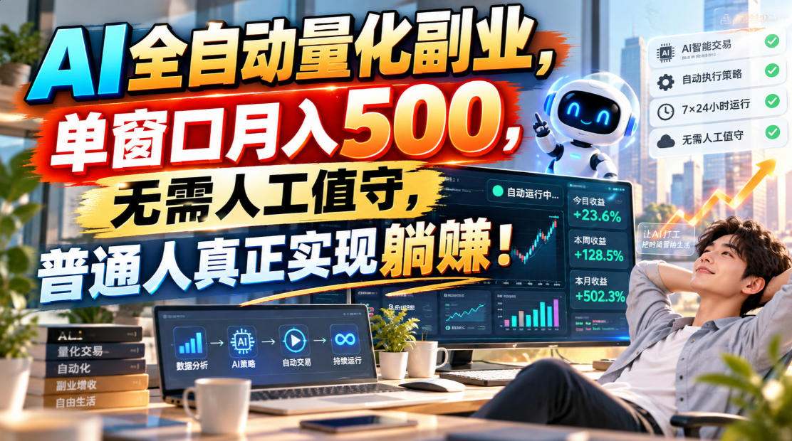 AI全自动量化副业，单窗口月入500，无需人工值守，普通人真正实现躺賺！-HEIXMI（中国站）