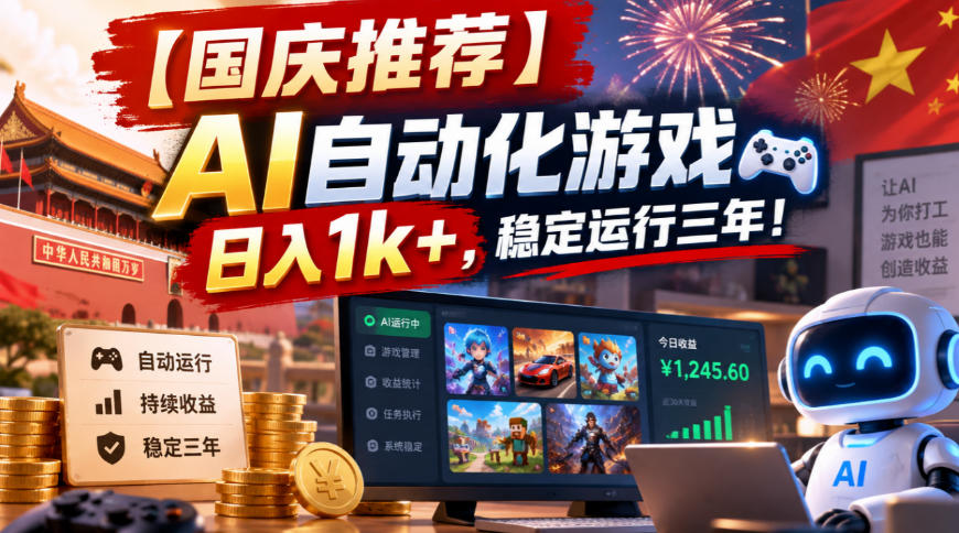 【国庆推荐】AI自动化游戏，日入1k+，操作简单，稳定运行三年！【揭秘】-HEIXMI（中国站）