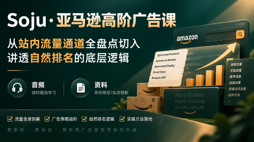 亚马逊高阶广告课，从站内流量通道全盘点切入，讲透自然排名的底层逻辑(直播+音频+资料)-HEIXMI（中国站）