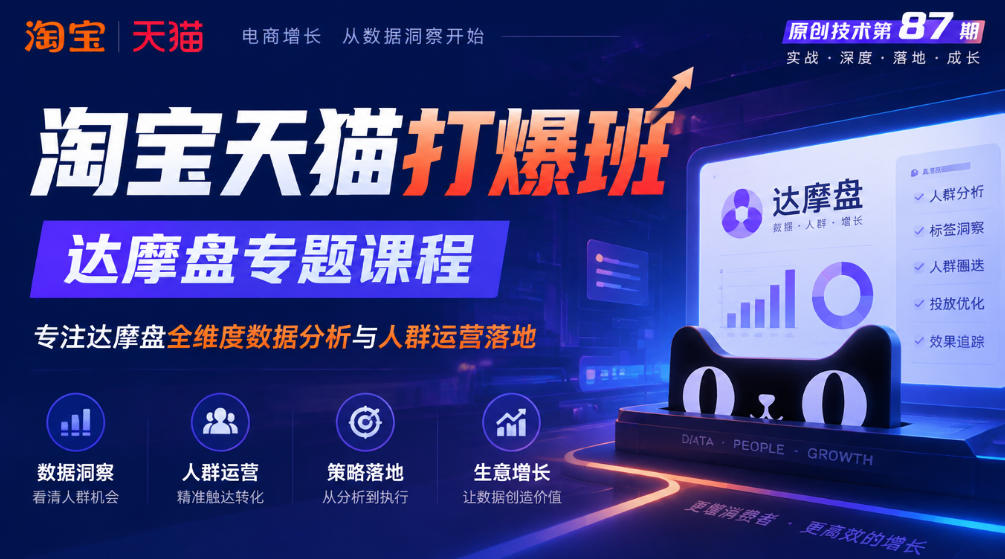 《淘宝天猫打爆班》原创技术第87期，达摩盘专题课程，专注达摩盘全维度数据分析与人群运营落地-HEIXMI（中国站）
