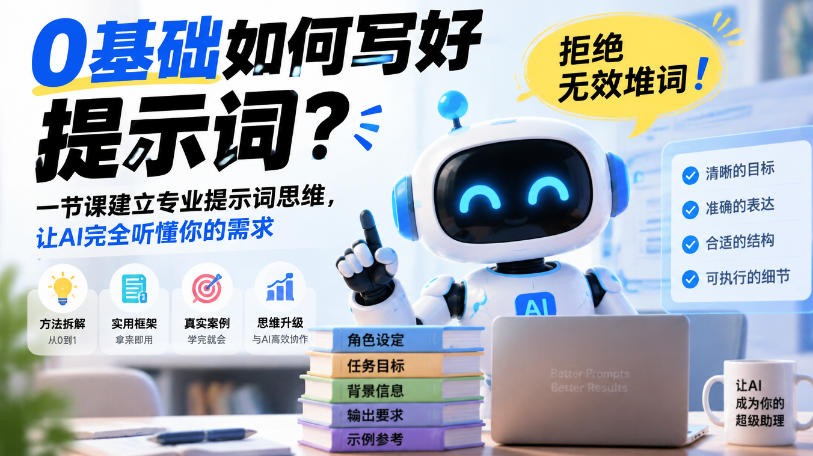 0基础如何写好提示词，拒绝无效堆词！一节课建立专业提示词思维，让AI完全听懂你的需求-HEIXMI（中国站）