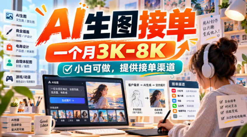 AI生图接单，一个月3K-8K，小白可做，提供接单渠道-HEIXMI（中国站）