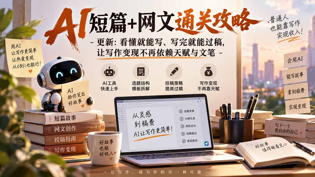 AI短篇+网文通关攻略-更新1009：看懂就能写、写完就能过稿，让写作变现不再依赖天赋与文笔-HEIXMI（中国站）