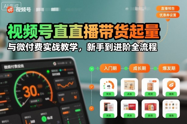 视频号直播带货起量与微付费实战教学，新手到进阶全流程(更新26年10月)-HEIXMI（中国站）