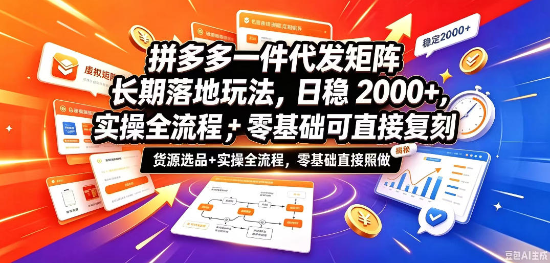拼多多一件代发矩阵长期落地玩法，日稳入2k+，选品货源+实操全流程，零基础可直接复刻【拆解】-HEIXMI（中国站）