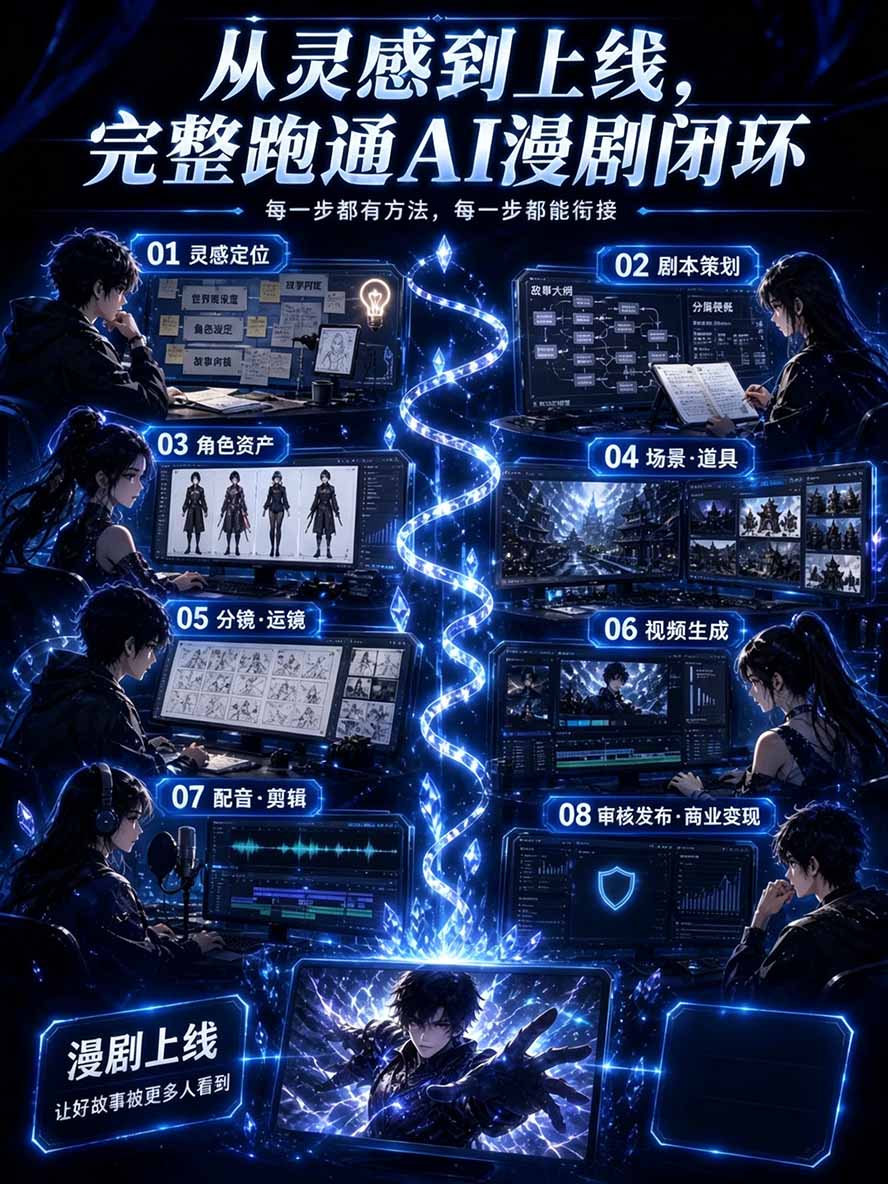 图片[2]-【无水印】2026AI漫剧创作与商业变现掘金营：打通选题→AI编剧→角色场景→自动分镜→视频生成→剪辑发布→运营变现-HEIXMI（中国站）