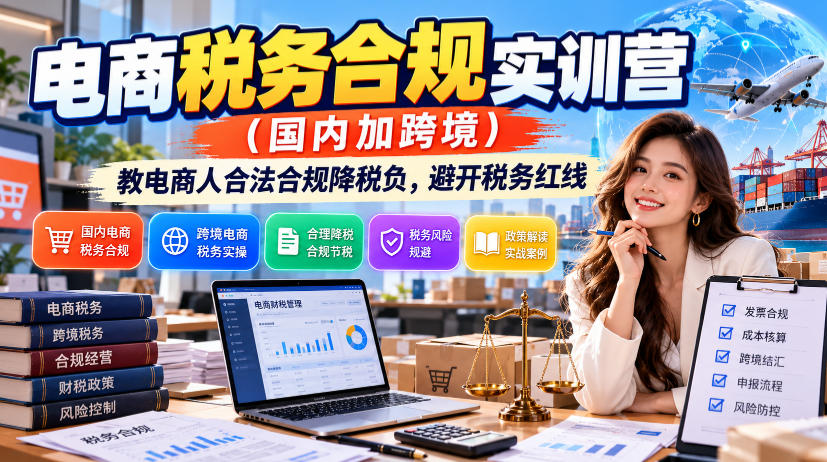 电商税务合规实训营(国内加跨境)，教电商人合法合规降税负，避开税务红线-HEIXMI（中国站）