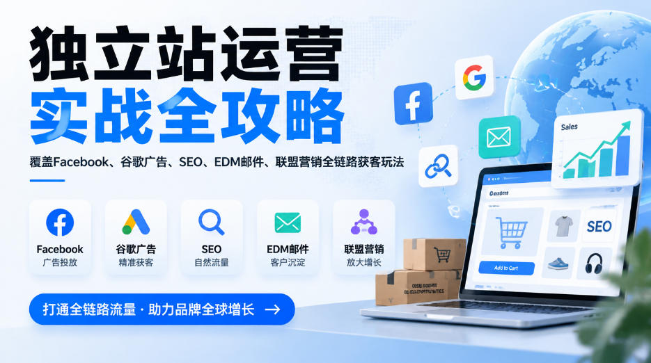 独立站运营实战全攻略，覆盖Facebook、谷歌广告、SEO、EDM邮件、联盟营销全链路获客玩法(更新2026)-HEIXMI（中国站）