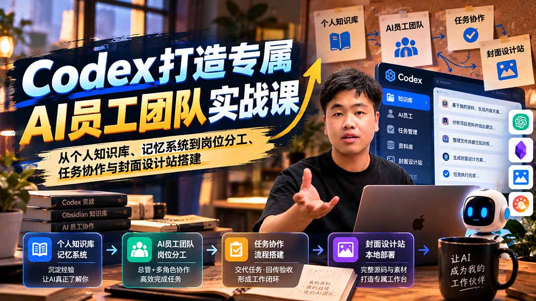 【无水印】Codex打造专属AI员工团队实战课：从个人知识库、记忆系统到岗位分工、任务协作与封面设计站搭建-HEIXMI（中国站）