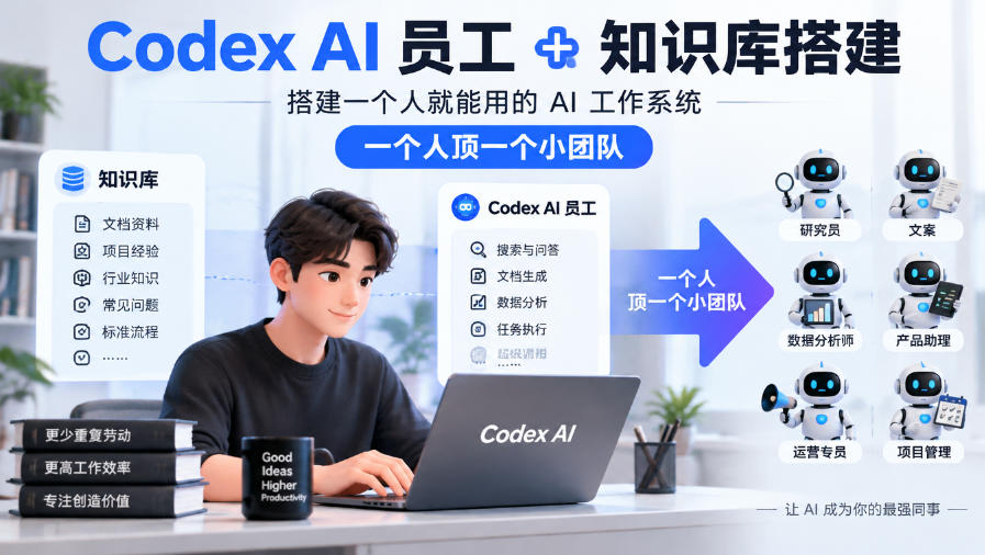 Codex AI员工+知识库搭建，搭建一个人就能用的AI工作系统，一个人顶一个小团队-HEIXMI（中国站）