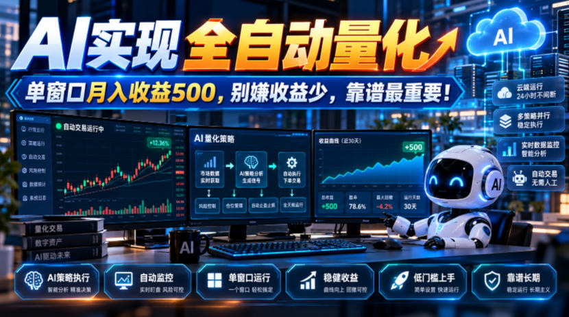 AI实现全自动量化，单窗口月入收益500，别嫌收益少，靠谱最重要！【揭秘】-HEIXMI（中国站）