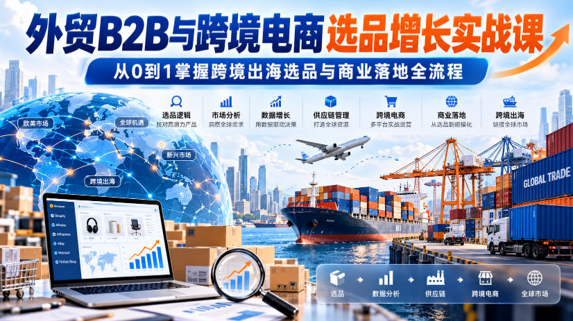 外贸B2B与跨境电商选品增长实战课，从0到1掌握跨境出海选品与商业落地全流程-HEIXMI（中国站）