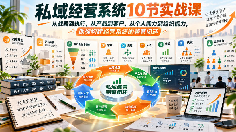 私域经营系统10节实战课，从战略到执行，从产品到客户，从个人能力到组织能力，助你构建经营系统的整套闭环-HEIXMI（中国站）
