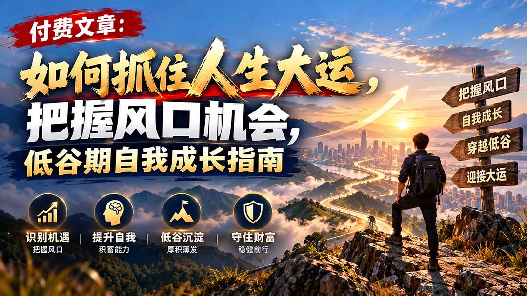 付费文章：如何抓住人生大运，把握风口机会，低谷期自我成长指南-HEIXMI（中国站）