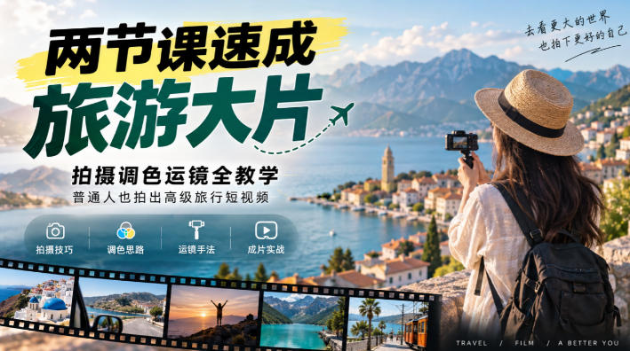 两节课速成旅游大片｜拍摄调色运镜全教学，普通人也拍出高级旅行短视频-HEIXMI（中国站）