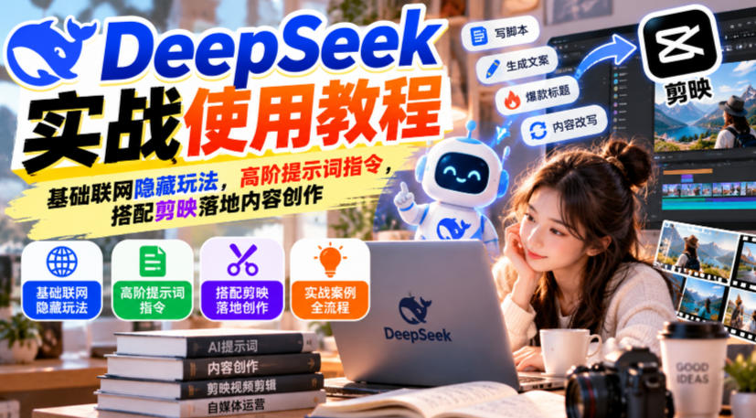 DeepSeek实战使用教程｜基础联网隐藏玩法，高阶提示词指令，搭配剪映落地内容创作-HEIXMI（中国站）