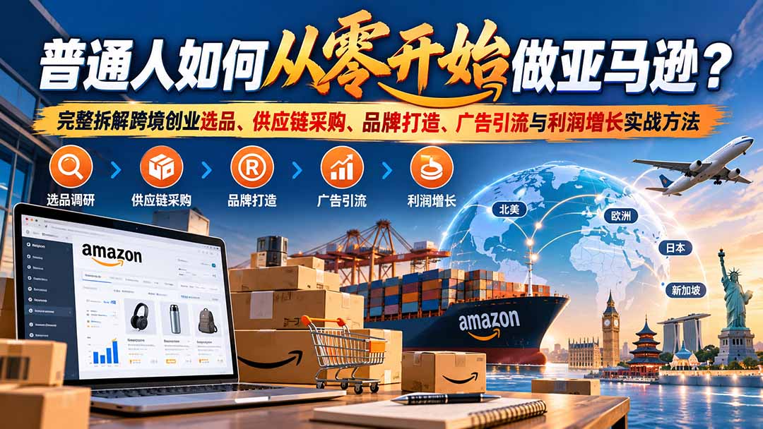 普通人如何从零开始做亚马逊？完整拆解跨境创业选品、供应链采购、品牌打造、广告引流与利润增长实战方法-HEIXMI（中国站）