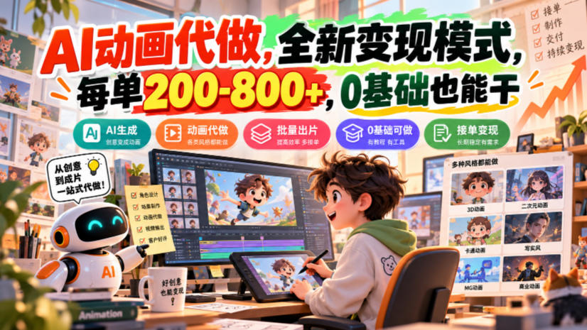 AI动画代做，全新变现模式，每单200-800+，0基础也能干【揭秘】-HEIXMI（中国站）