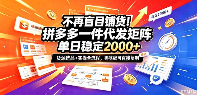不再盲目铺货！拼多多一件代发矩阵落地攻略，提供优质货源店铺运营全流程，零基础可直接复制-HEIXMI（中国站）