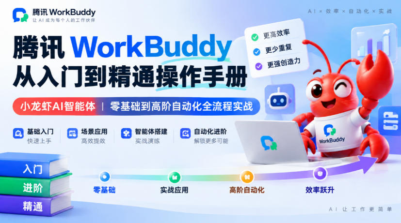 腾讯WorkBuddy从入门到精通操作手册｜小龙虾AI智能体，零基础到高阶自动化全流程实战【文档】-HEIXMI（中国站）
