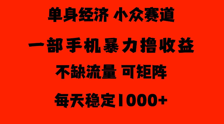 26年暴力单身经济，稳定日入500-1k，不缺流量，流量极大，冷门小众赛道，门槛低小白轻松上手【揭秘】-HEIXMI（中国站）