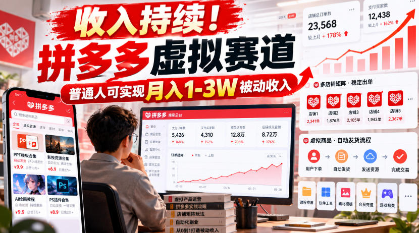 收入持续！拼多多虚拟赛道，普通人可实现月入1-3 W被动收入【揭秘】-HEIXMI（中国站）