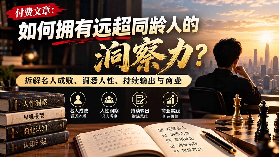 付费文章：如何拥有远超同龄人的洞察力？拆解名人成败、洞悉人性、持续输出与商业实践-HEIXMI（中国站）