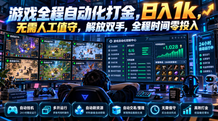 游戏全程自动化打金，日入1k，无需人工值守，解放双手，全程时间零投入【揭秘】-HEIXMI（中国站）