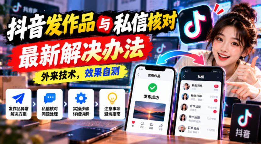 抖音发作品与私信核对最新解决办法，外来技术，效果自测-HEIXMI（中国站）