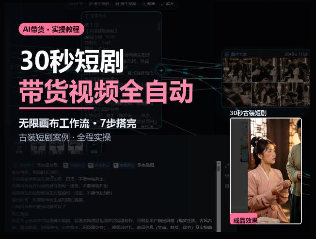 Seedance2.0做短剧带货视频，无限画布工作流·7步搭完古装短剧案例·全程实操-HEIXMI（中国站）