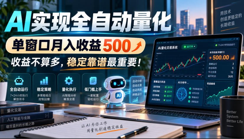 AI实现全自动量化，单窗口月入收益500，收益不算多，稳定靠谱最重要！【揭秘】-HEIXMI（中国站）