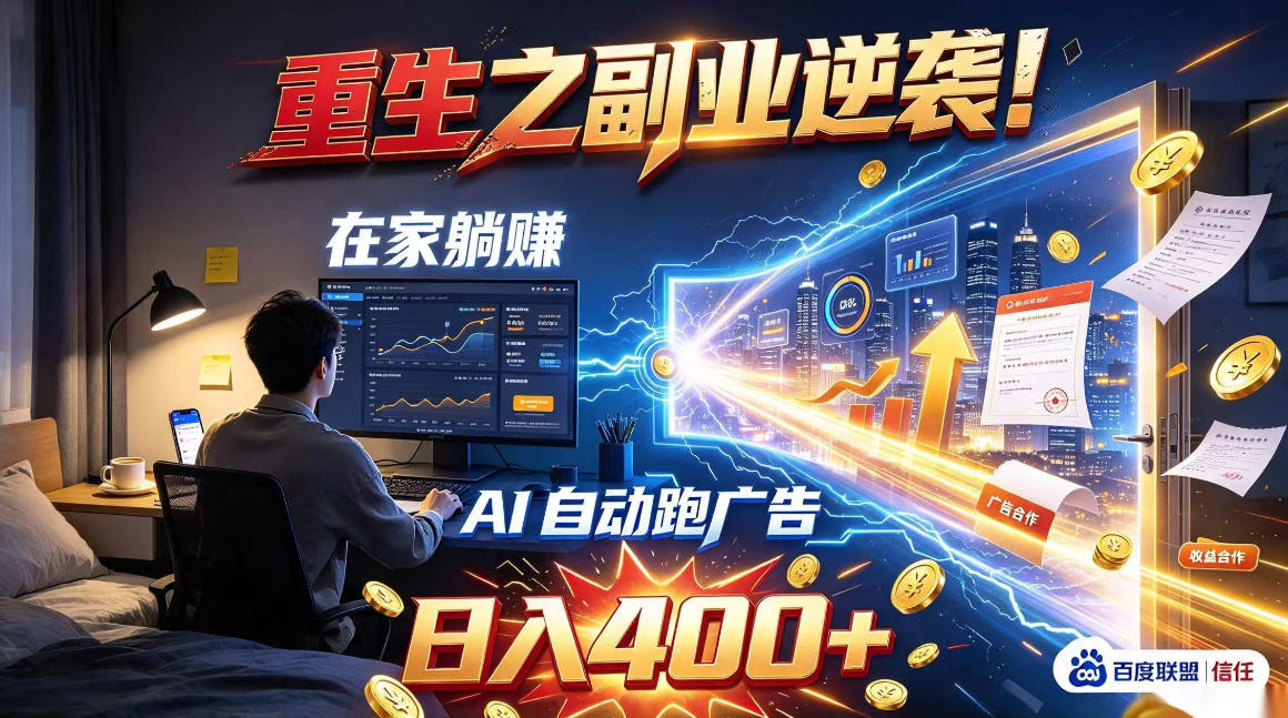 重生之副业逆袭！在家躺赚AI自动跑广告日入400+，无需人工操作【揭秘】-HEIXMI（中国站）