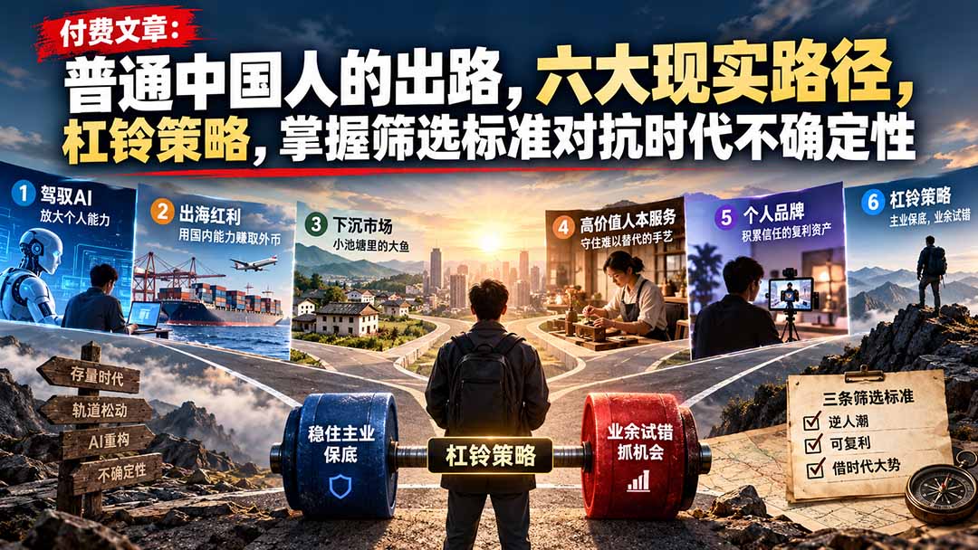 付费文章：普通中国人的出路，六大现实路径，杠铃策略，掌握筛选标准对抗时代不确定性-HEIXMI（中国站）