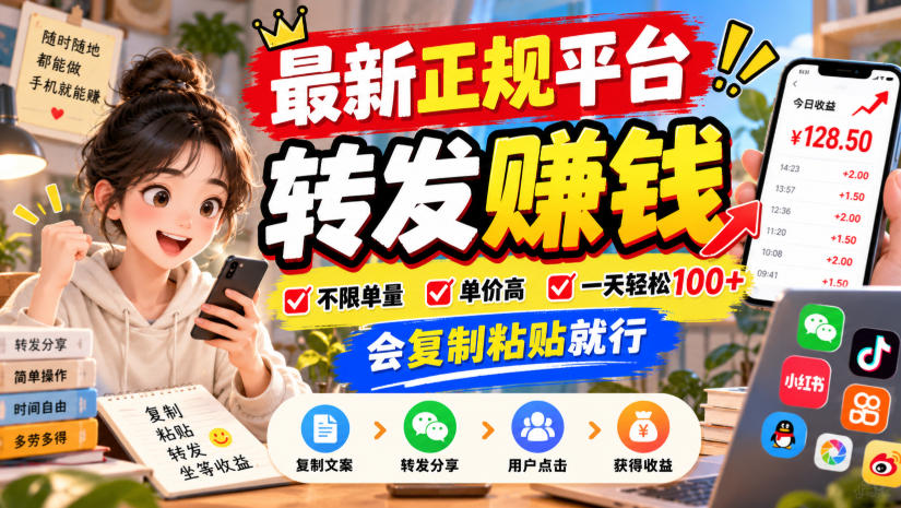最新正规平台，转发賺钱，不限单量，单价高，一天轻松100+，会复制粘贴就行【揭秘】-HEIXMI（中国站）