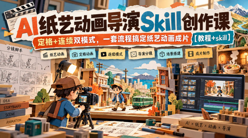 AI纸艺动画导演Skill创作课｜定格+连续双模式，一套流程搞定纸艺动画成片【教程+skill】-HEIXMI（中国站）