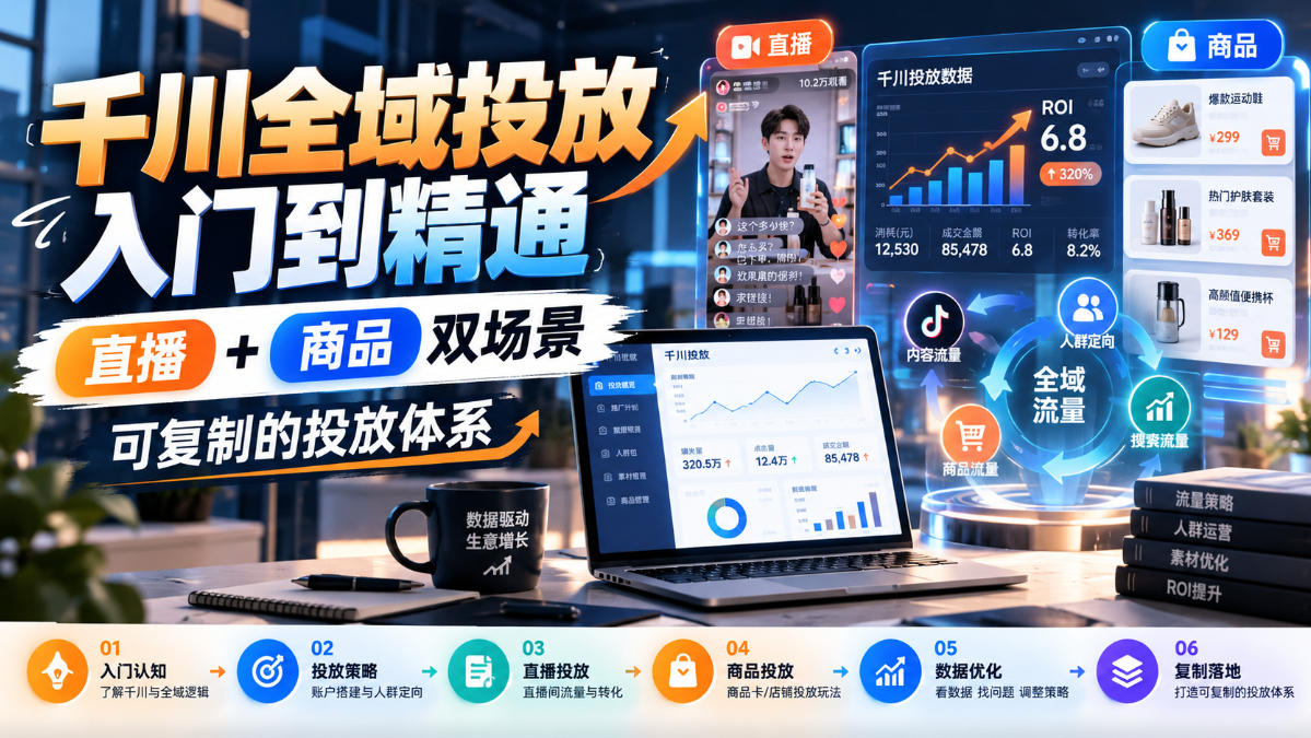 千川全域投放入门到精通，直播+商品双场景，可复制的投放体系-HEIXMI（中国站）